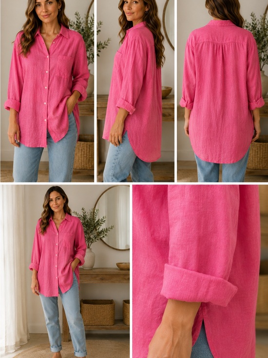Lands' End Tops - Lands' End Women's Button-Down Shirt in Bright Pink